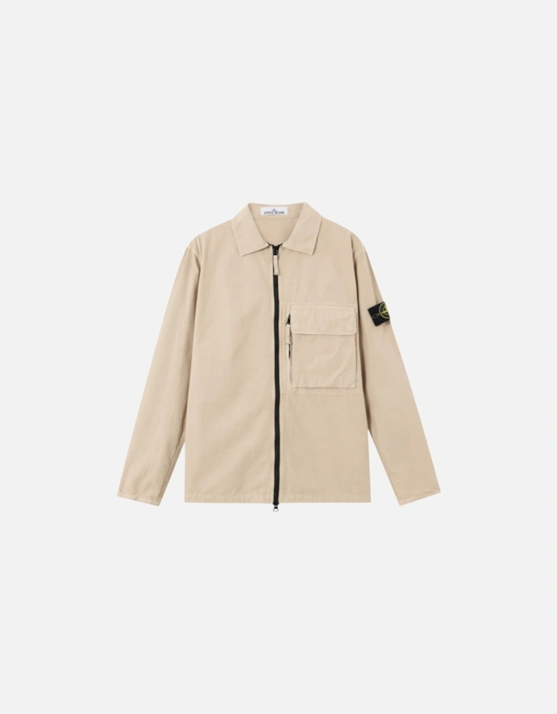 Canvas Weave Organic Cotton Beige Overshirt