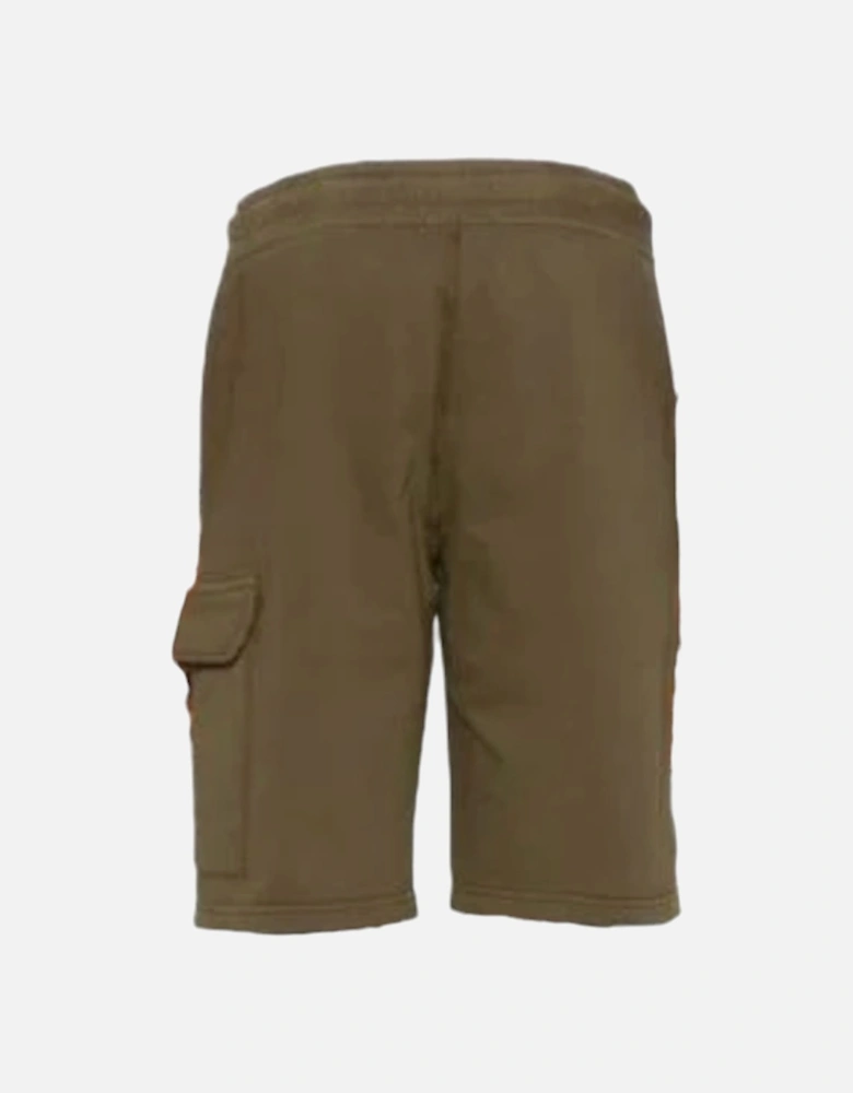 C.P. Company Cotton Lens Light Fleece Khaki Green Shorts