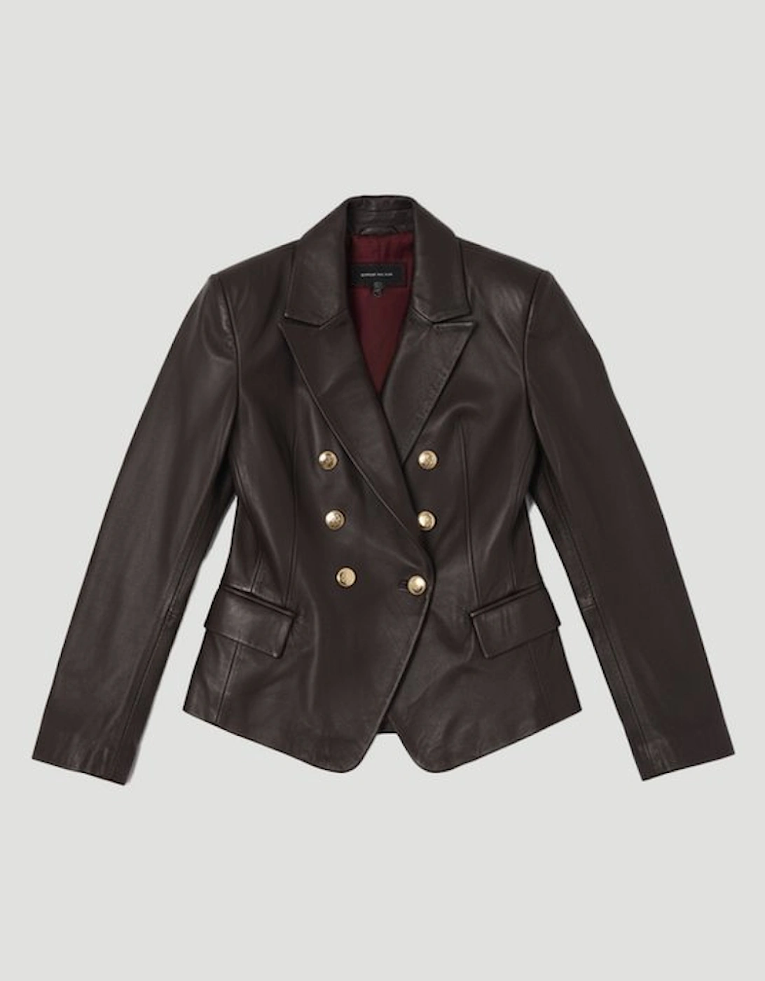 Leather Gold Button Blazer