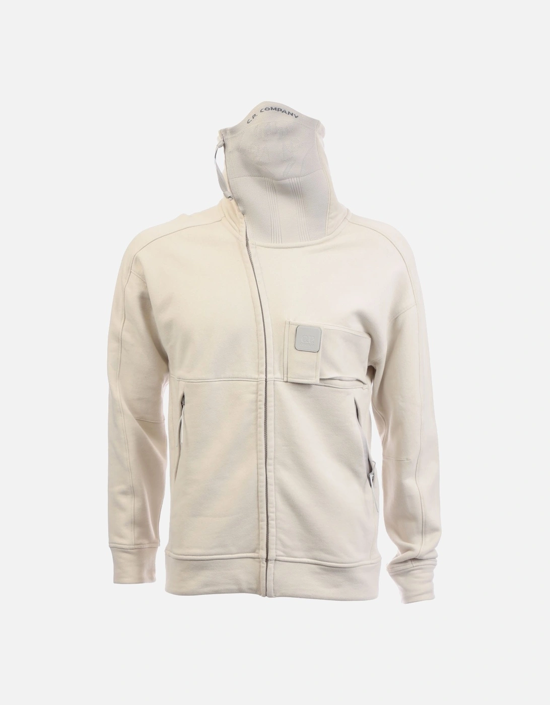 CP Company Men's Diagonal Raised Fleece Hoodie - Cream/Brown - Size: 42