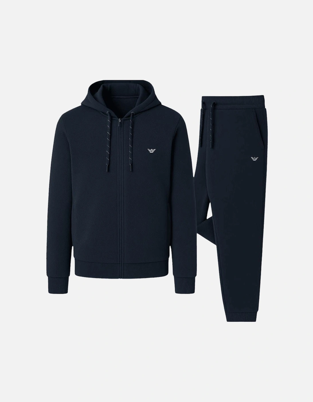 Waffle Texture Zip Up Hooded Navy Tracksuit, 2 of 1
