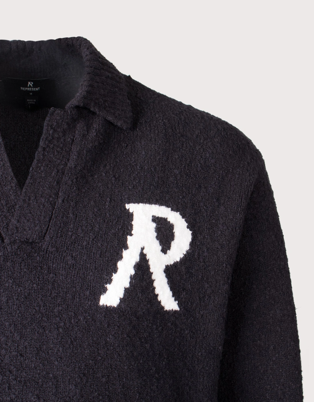 Relaxed Fit Knitted Boucle Long Sleeve Polo Shirt