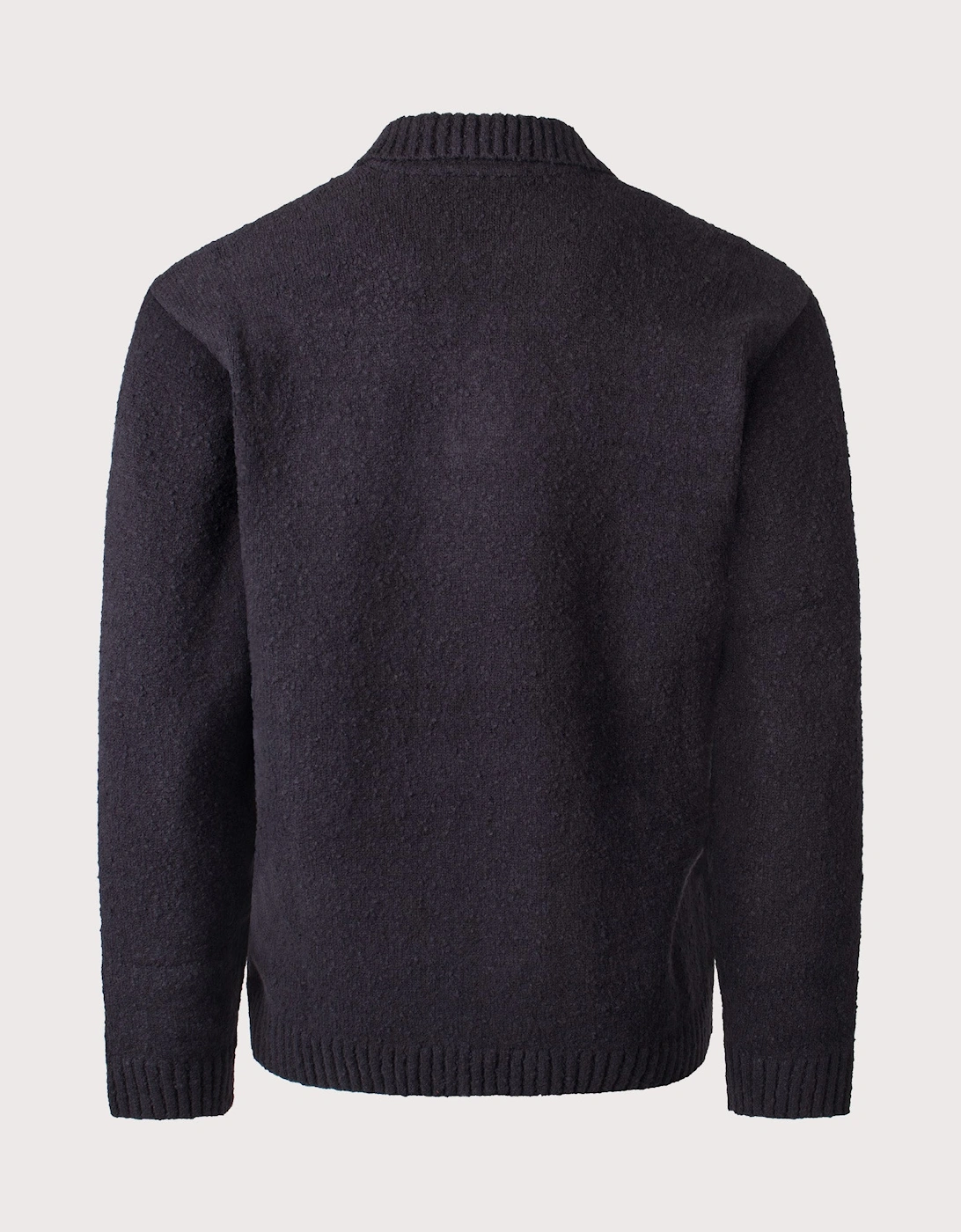 Relaxed Fit Knitted Boucle Long Sleeve Polo Shirt