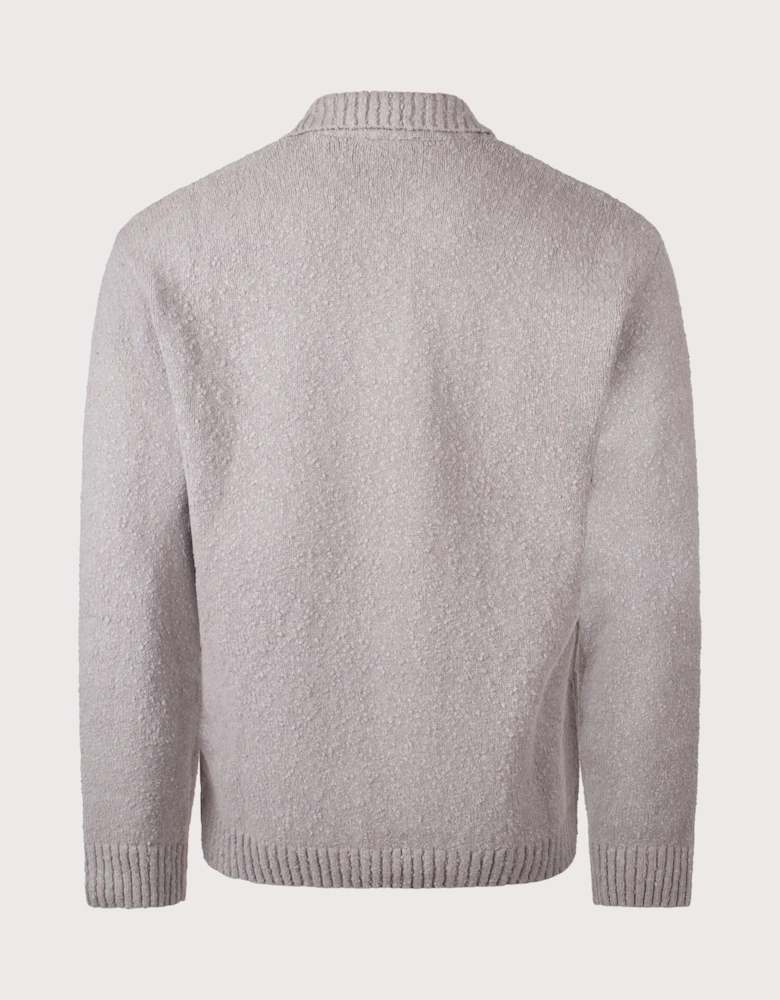 Relaxed Fit Knitted Boucle Long Sleeve Polo Shirt