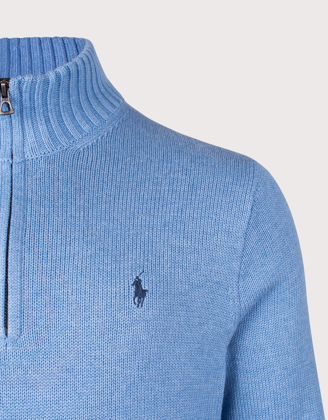 Mesh-Knit Cotton Quarter Zip Jumper