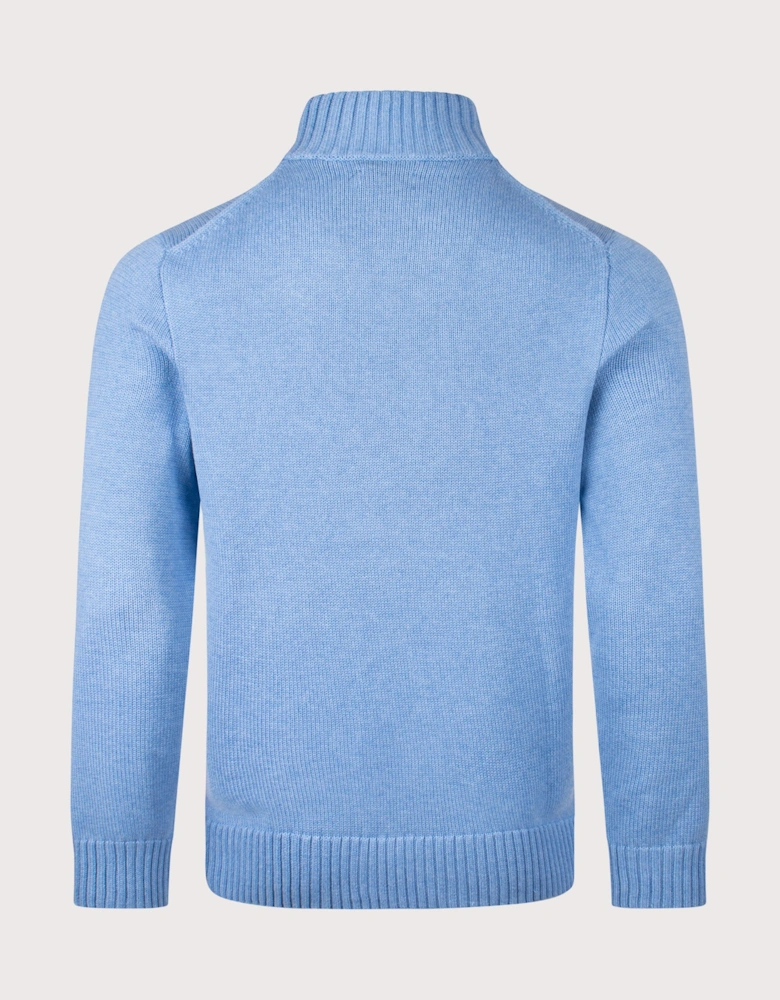 Mesh-Knit Cotton Quarter Zip Jumper