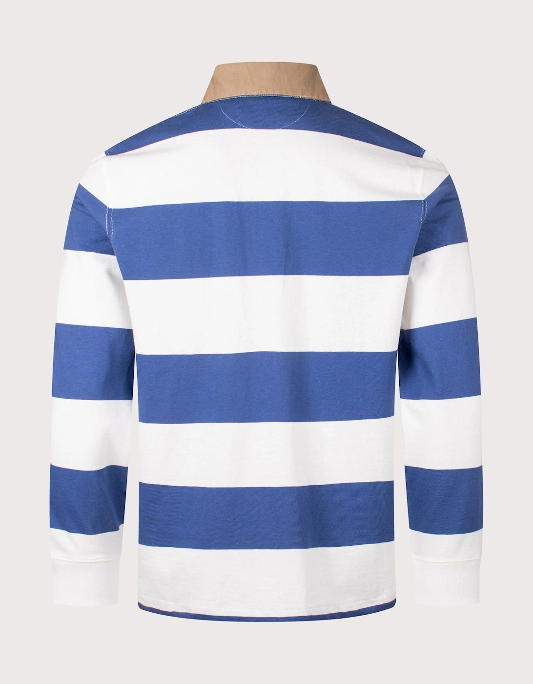 Classic Fit Khaki-Collar Striped Rugby Shirt
