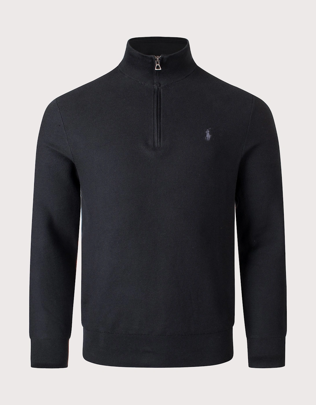 Quarter Zip Contrast Logo Knit Jumper, 4 of 3