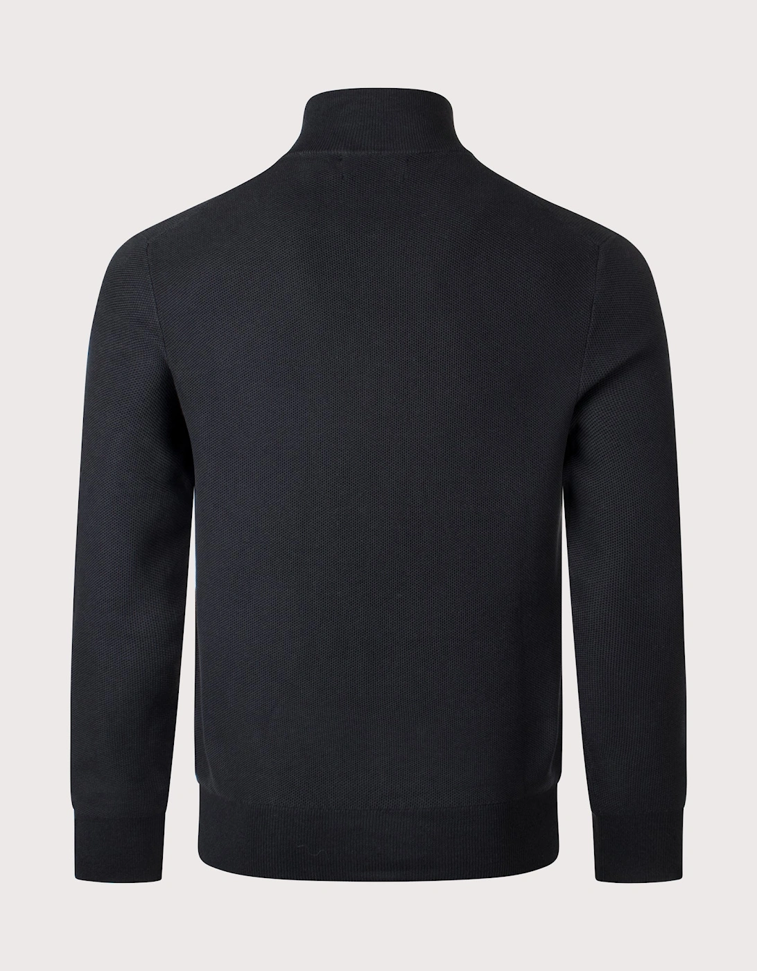 Quarter Zip Contrast Logo Knit Jumper