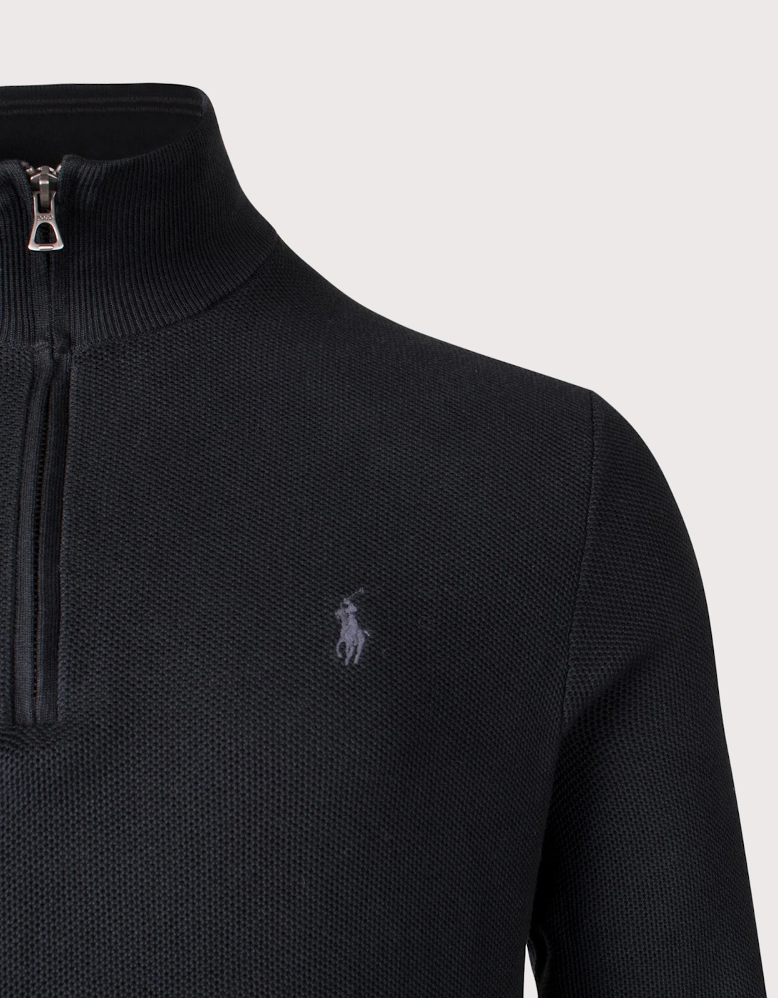Quarter Zip Contrast Logo Knit Jumper