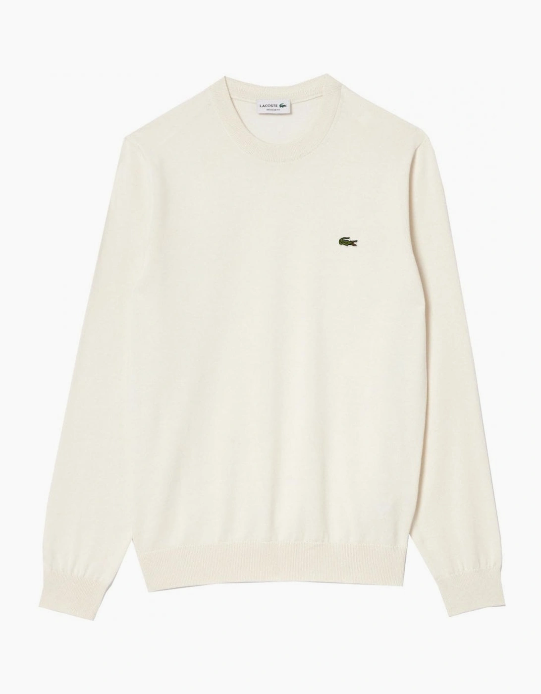 Lacoste Men's White Off Cotton Crew Neck Knit  46 Size 6