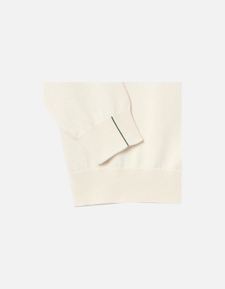 Men's White Cotton Crew Neck Knit