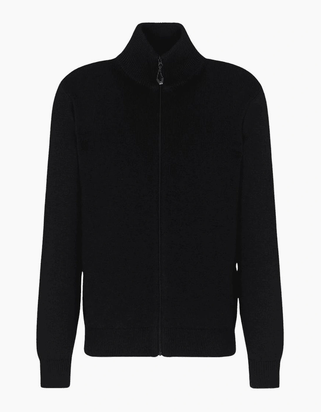EA7 Men's Full Zip Knitted Black Tracktop - Size: 42