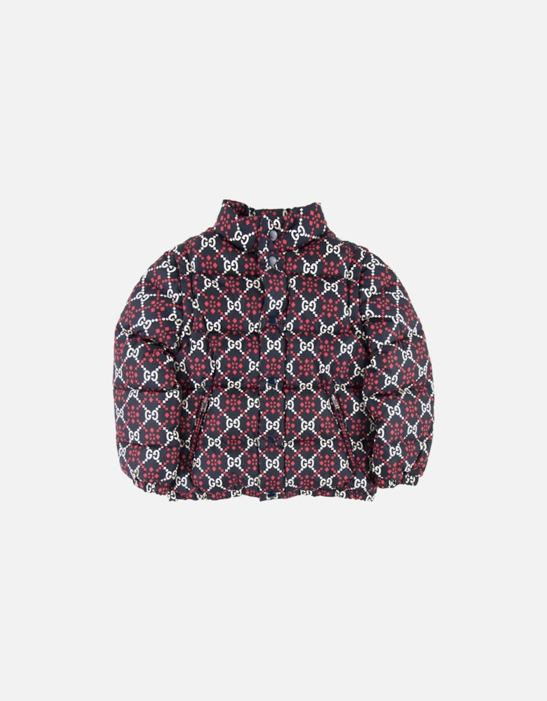 Junior GG Logo Puffer Coat Navy
