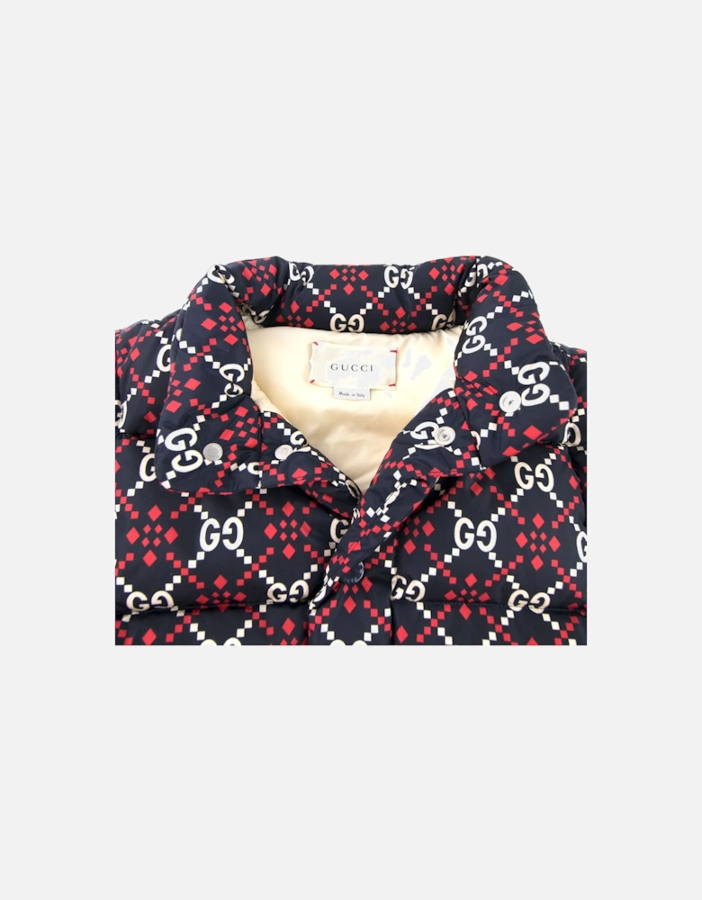 Junior GG Logo Puffer Coat Navy