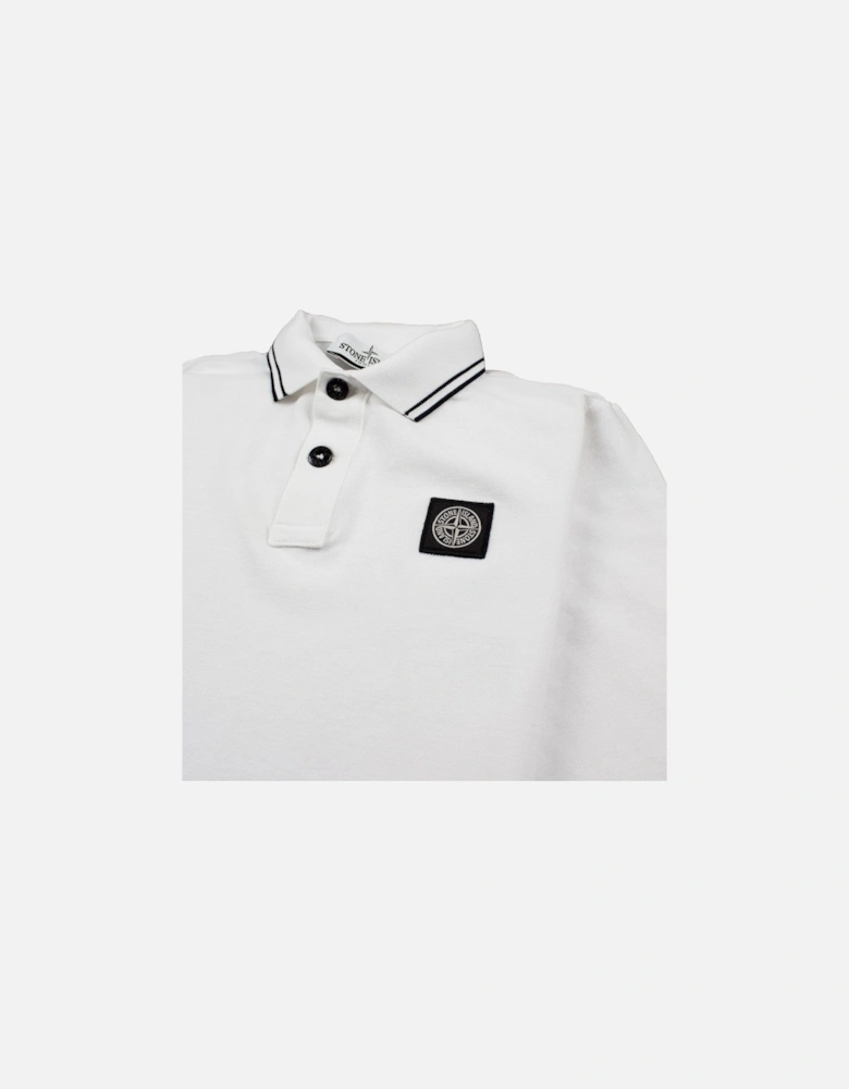 Junior Twin Tipped Long Sleeve Polo White