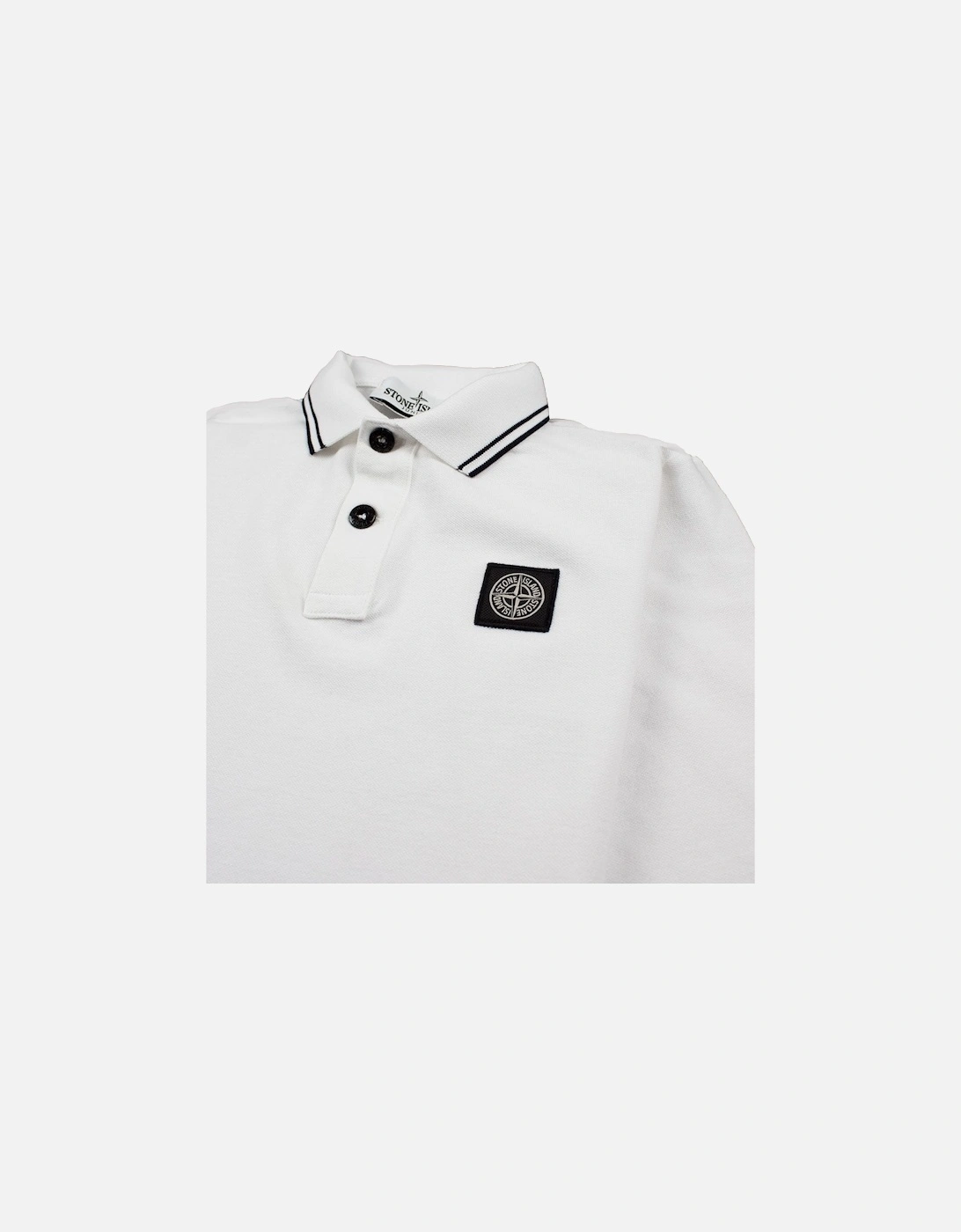 Junior Twin Tipped Long Sleeve Polo White