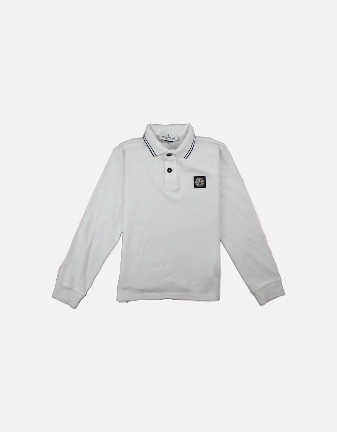 Junior Twin Tipped Long Sleeve Polo White, 3 of 2