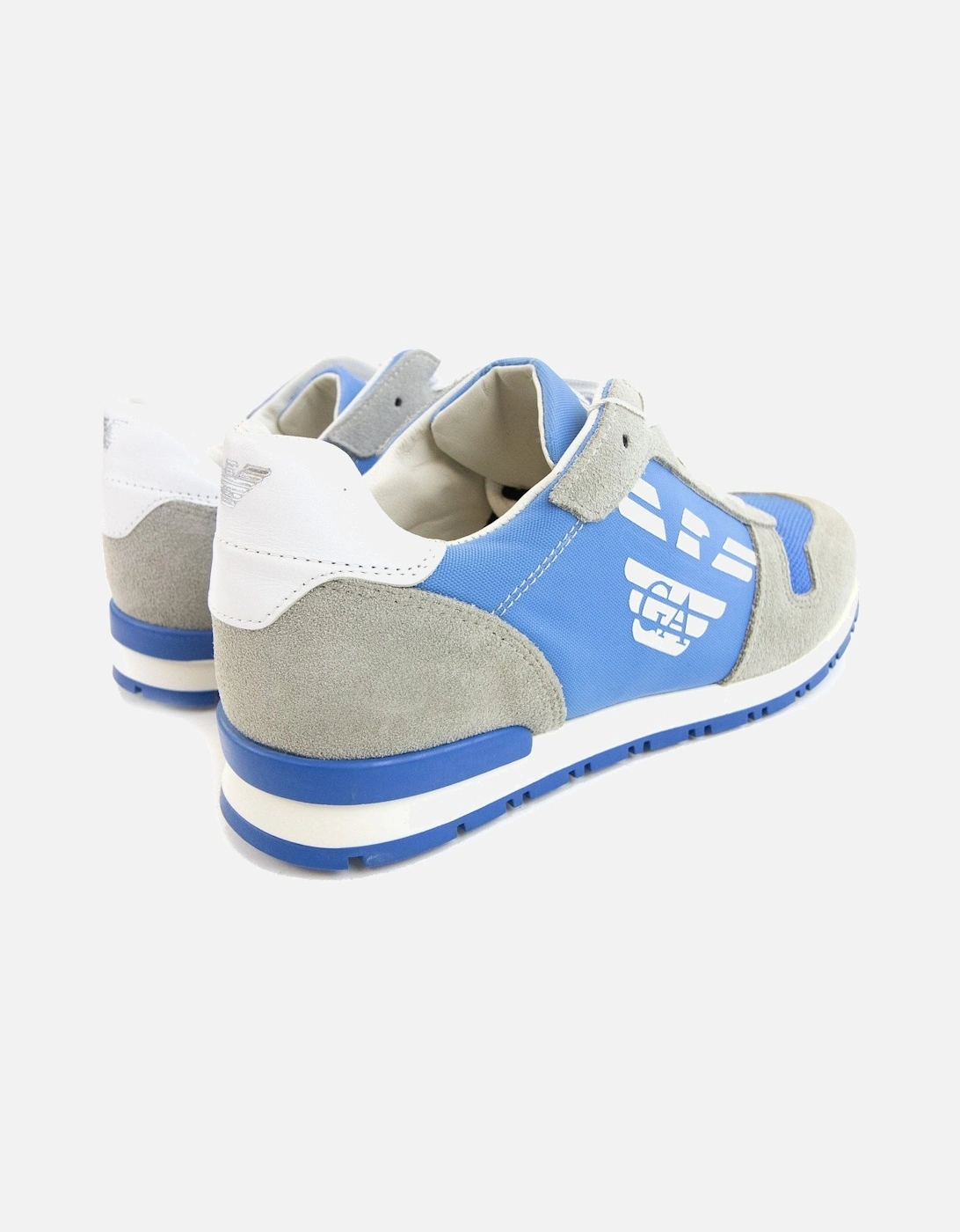 Junior Eagle Logo Leather Sneakers Grey/blue