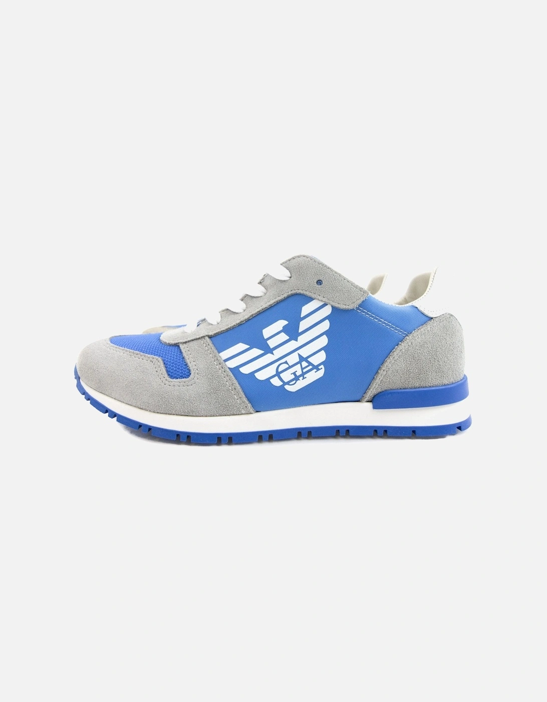 Junior Eagle Logo Leather Sneakers Grey/blue, 6 of 5