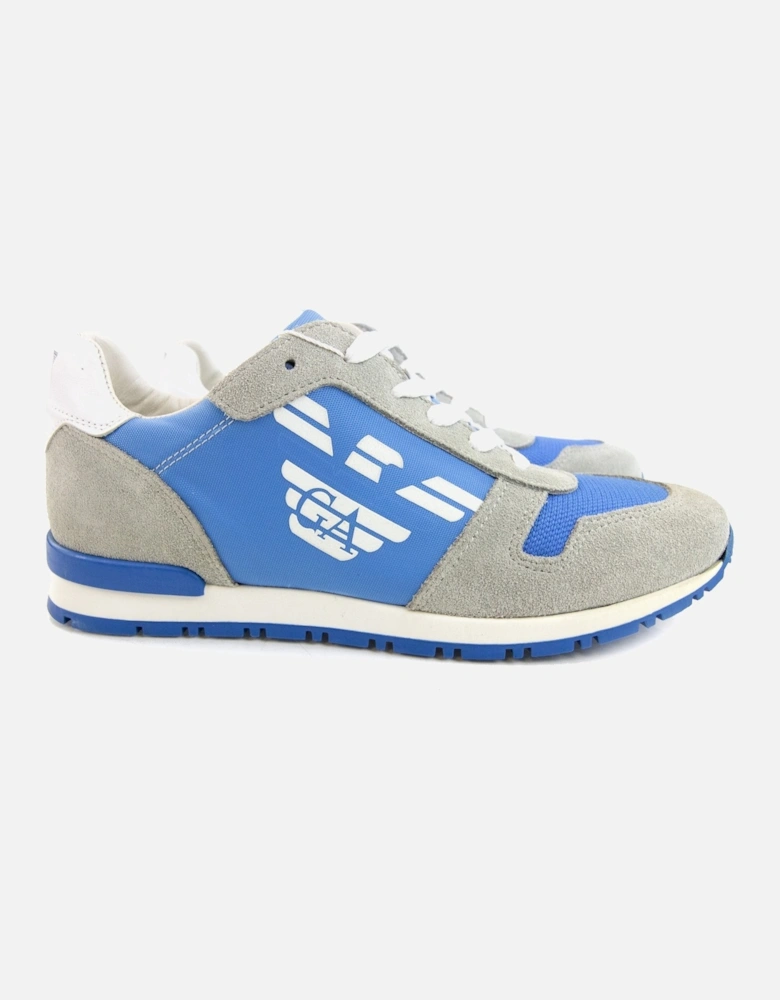 Junior Eagle Logo Leather Sneakers Grey/blue