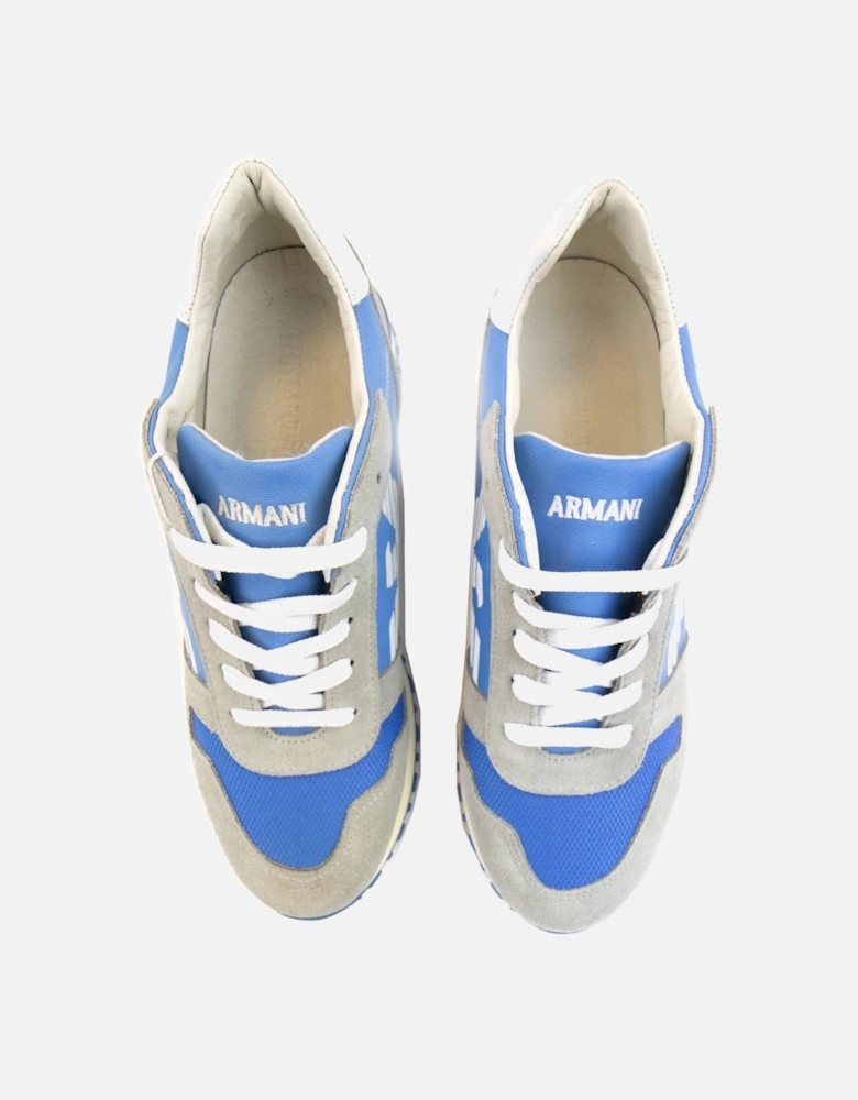 Junior Eagle Logo Leather Sneakers Grey/blue