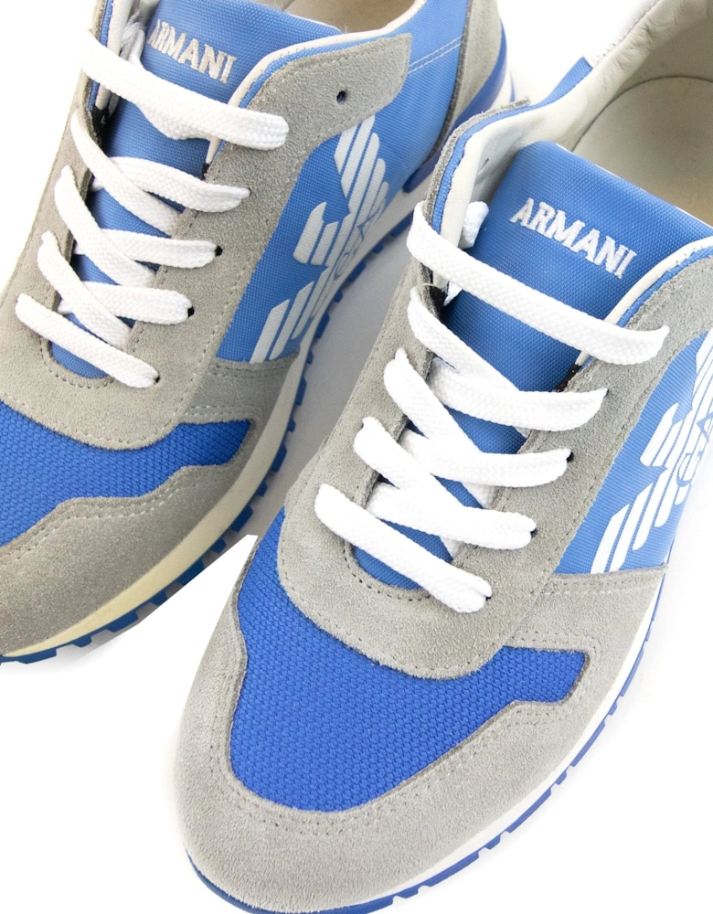 Junior Eagle Logo Leather Sneakers Grey/blue