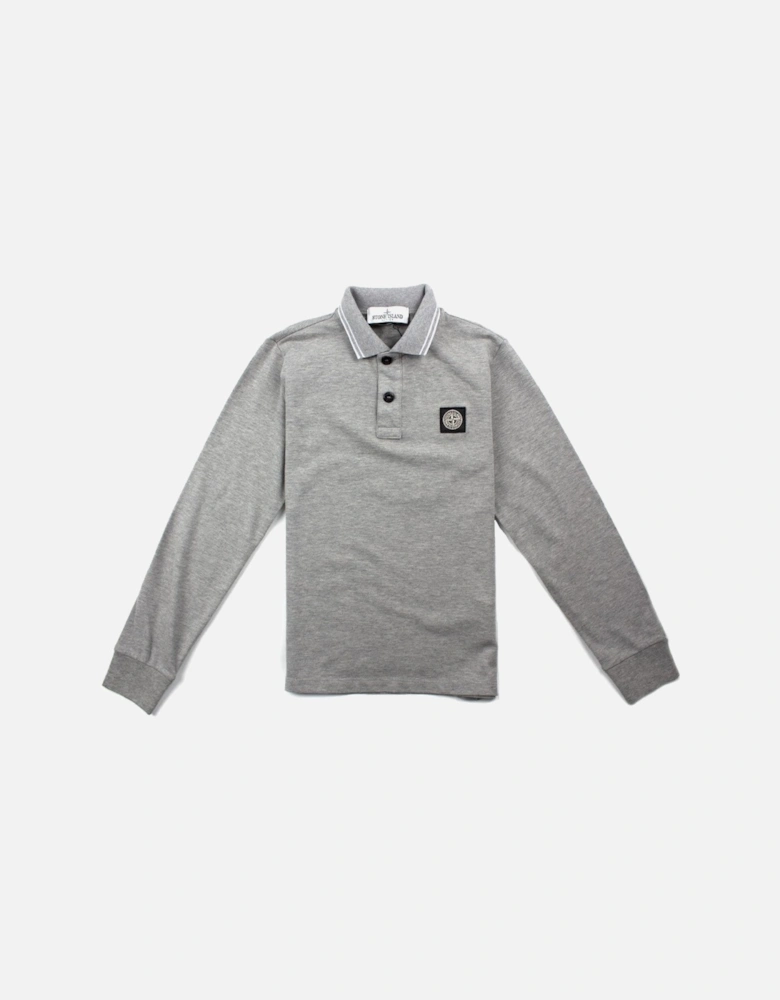 Junior Twin Tipped Long Sleeve Polo Grey