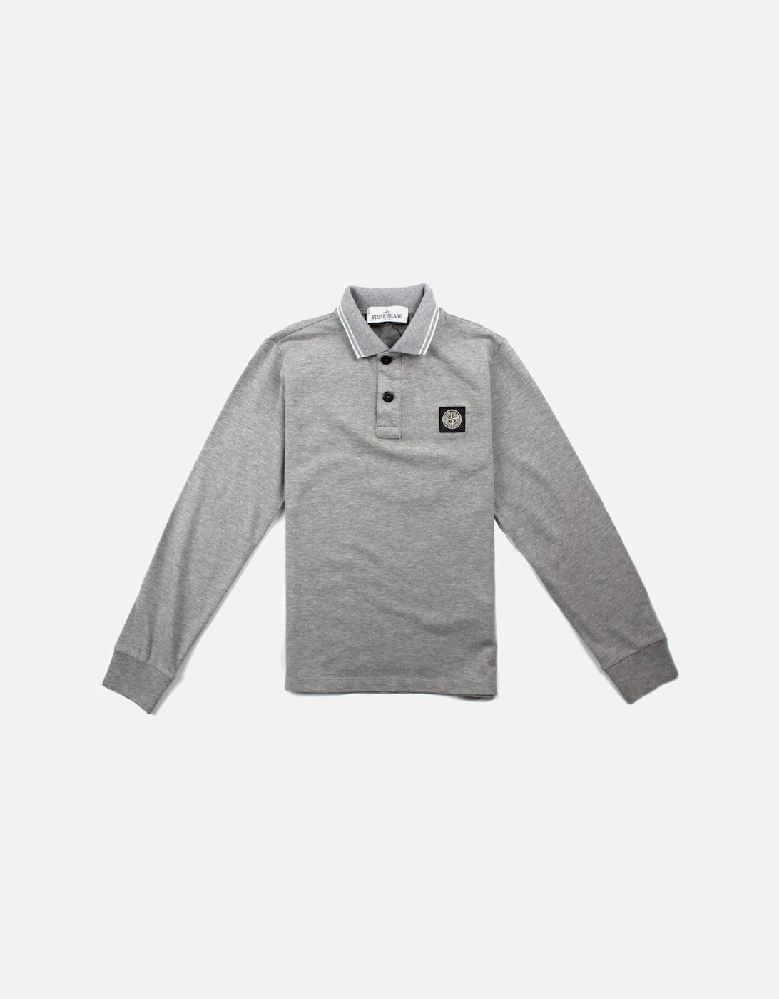 Junior Twin Tipped Long Sleeve Polo Grey, 3 of 2
