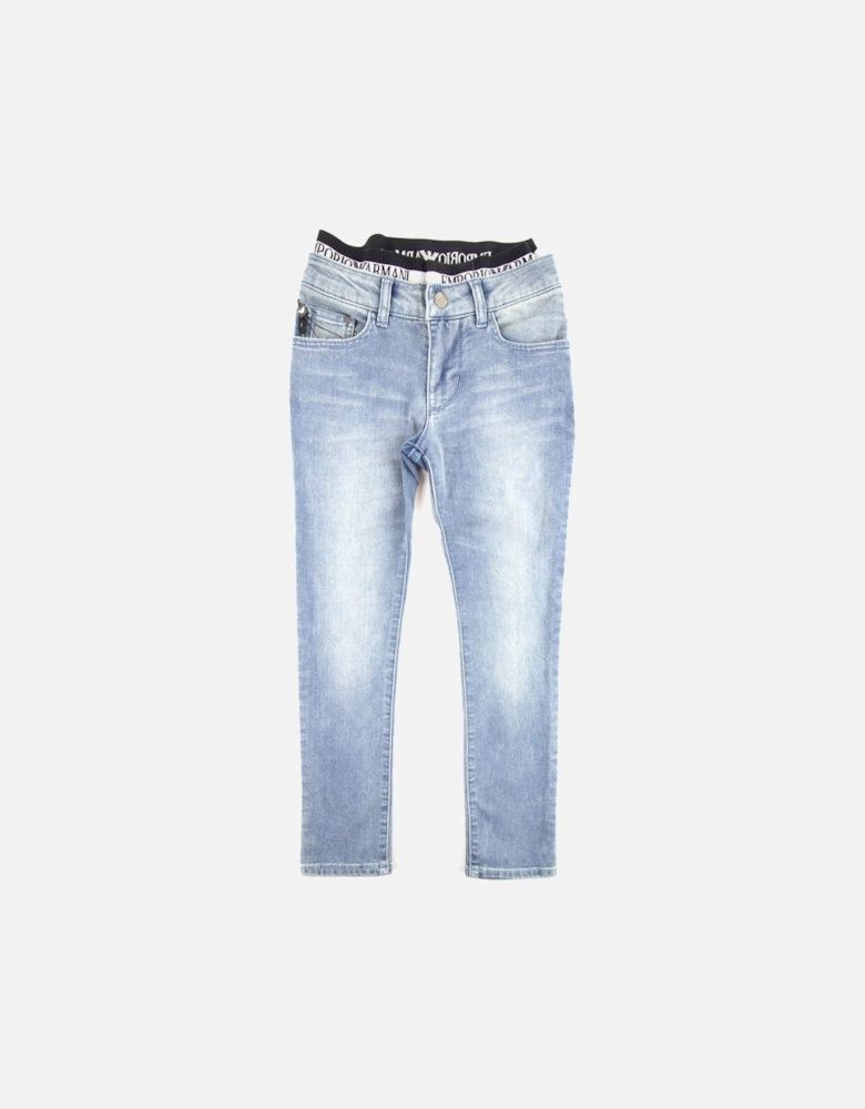 Jnr J17 Logo Insert Jeans 0942 Mid Blue