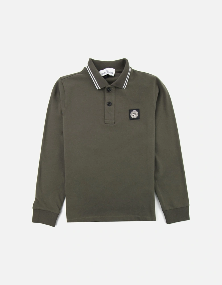 Junior Long Sleeve Polo Khaki V0059