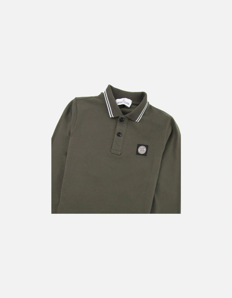 Junior Long Sleeve Polo Khaki V0059
