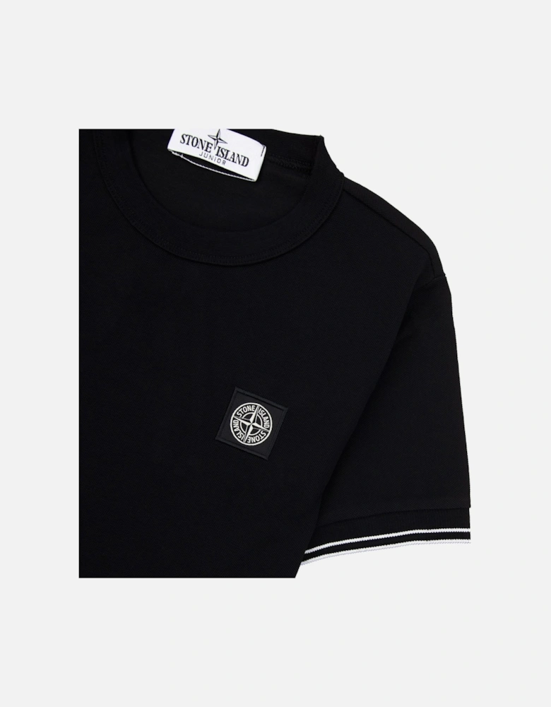 Junior 2100001 Light Cotton Compass Patch T Shirt Black V0029