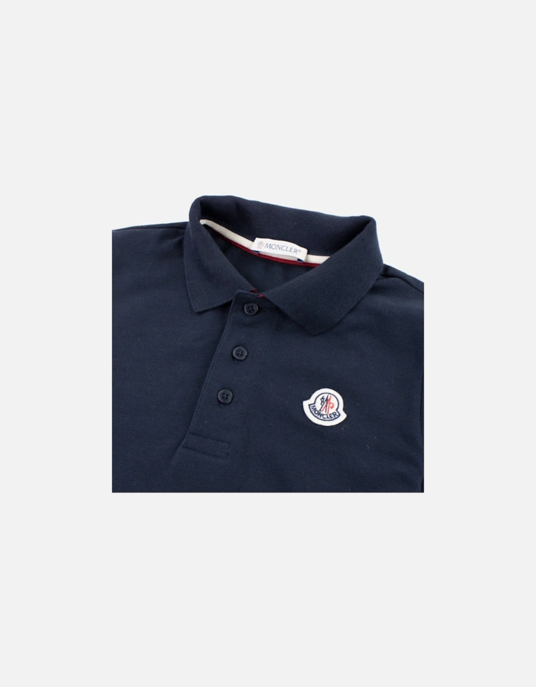 Junior Logo Collar Long Sleeve Sleeve Polo Navy