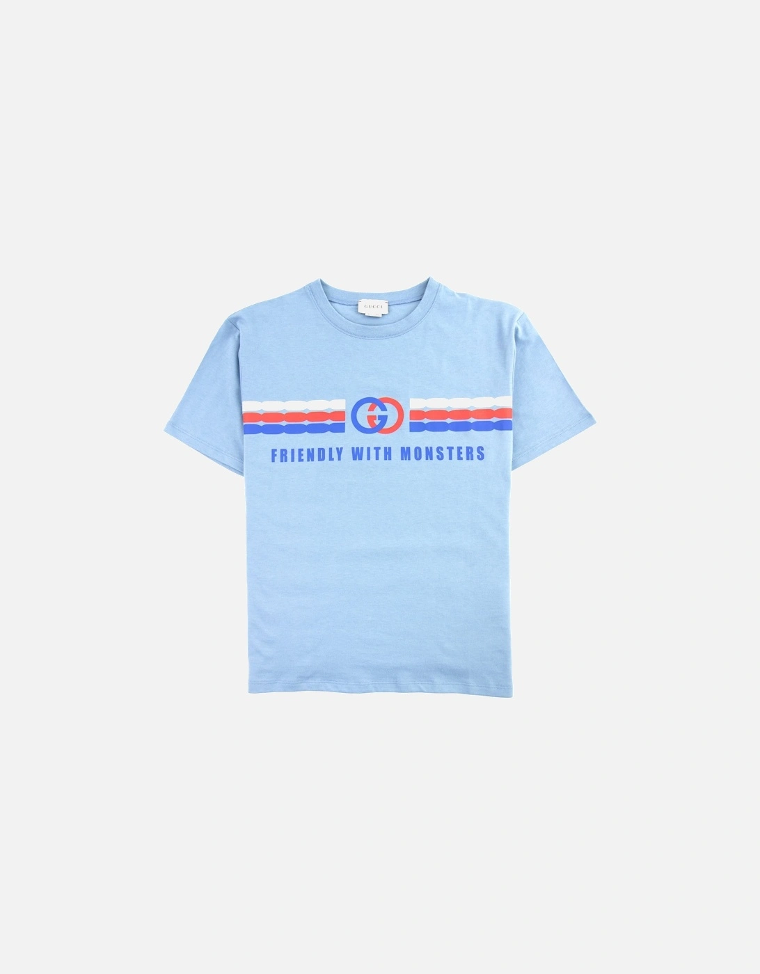 Junior Interlocking G Print Cotton T-shirt Blue, 3 of 2