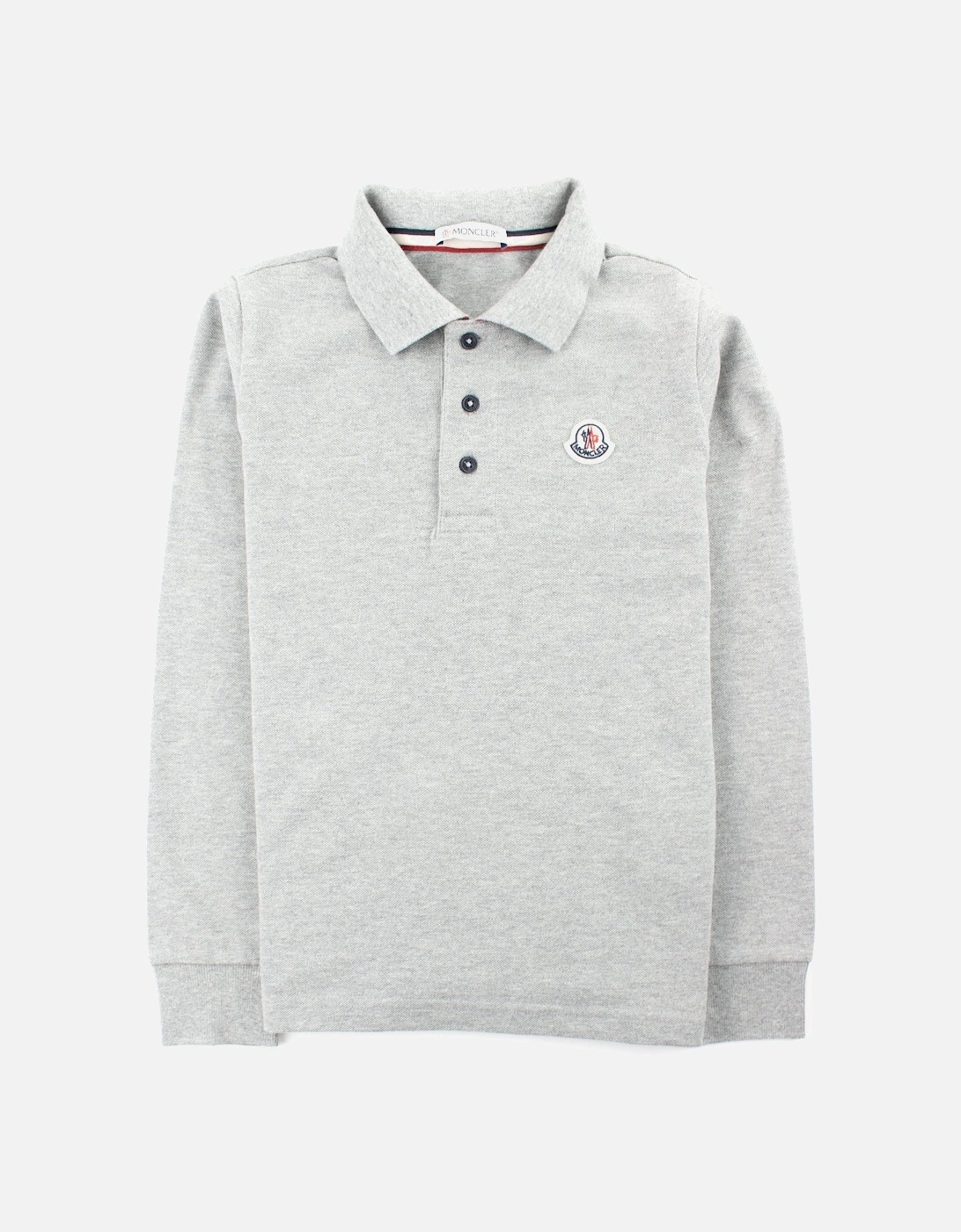 Junior Logo Collar Long Sleeve Polo Grey, 5 of 4