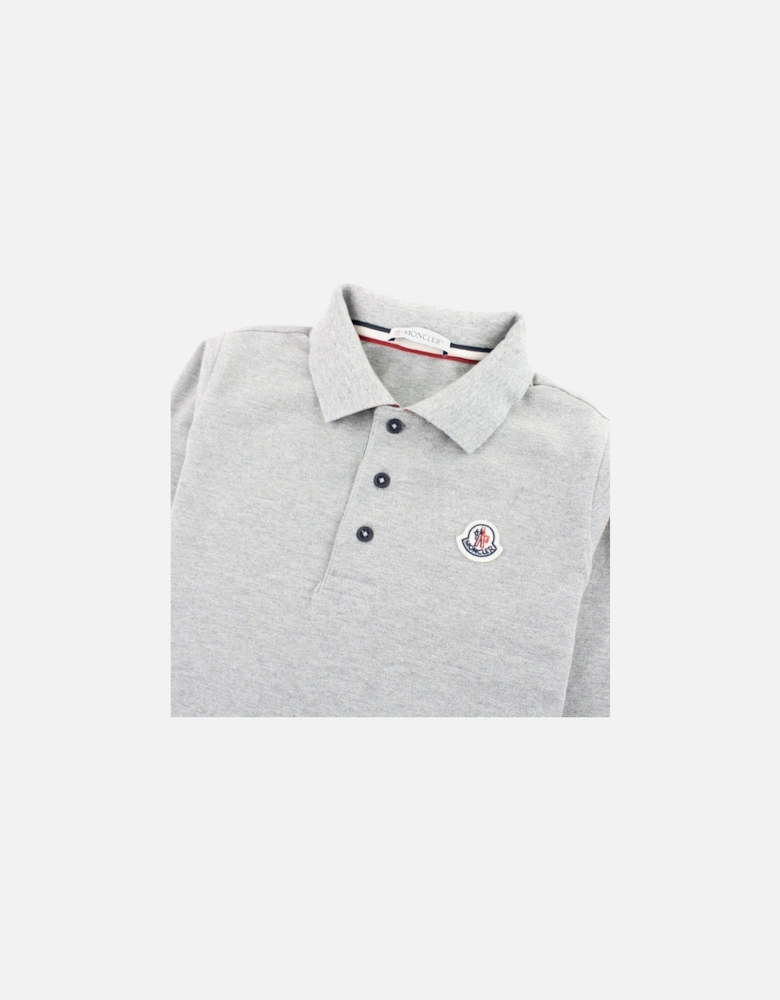 Junior Logo Collar Long Sleeve Polo Grey