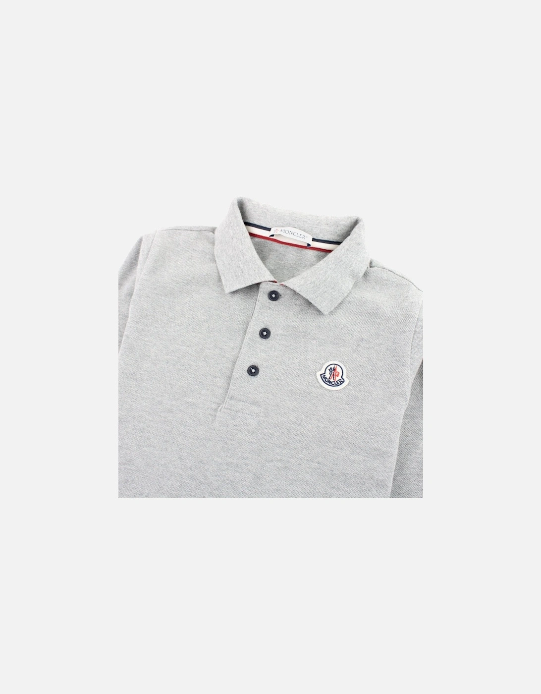 Junior Logo Collar Long Sleeve Polo Grey