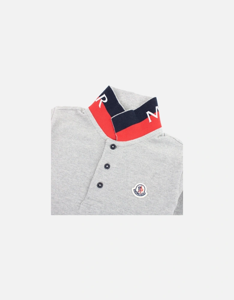 Junior Logo Collar Long Sleeve Polo Grey