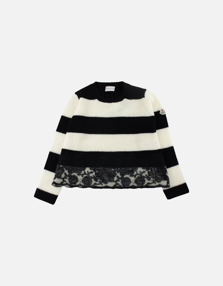 Junior Girls Striped Sweatshirt Black