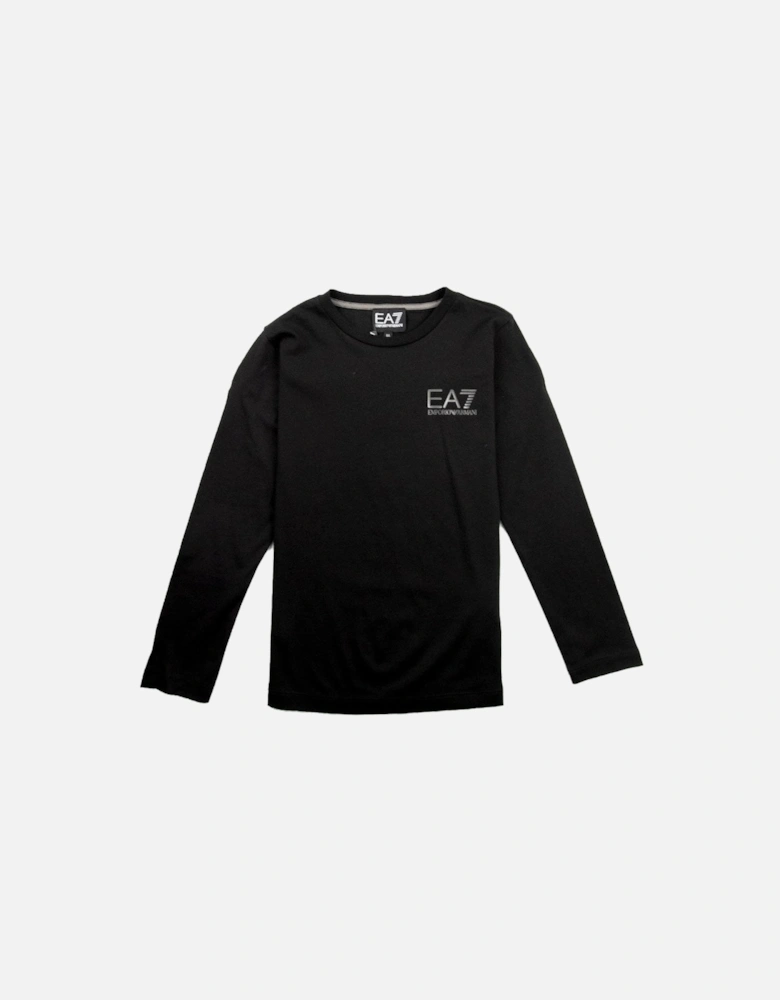 Kids Long Sleeve Chest Logo T-Shirt Black