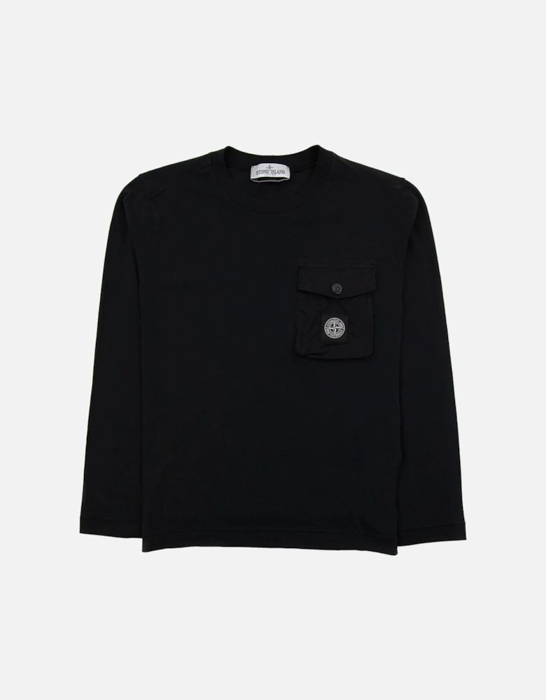 Junior 20347 Pocket Logo Long Sleeve T Shirt Black Voo29