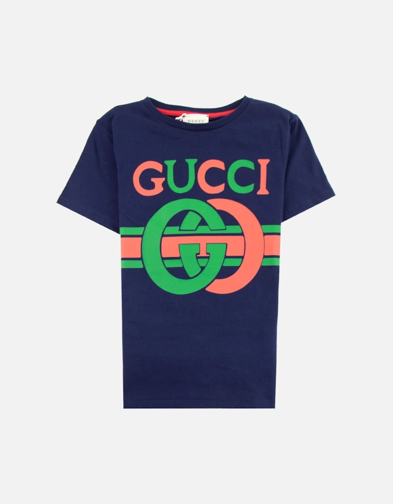 Junior Interlocking G T-shirt Navy 4585