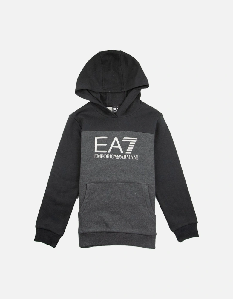 Junior Large Logo Pullover Hoody Black/Grey