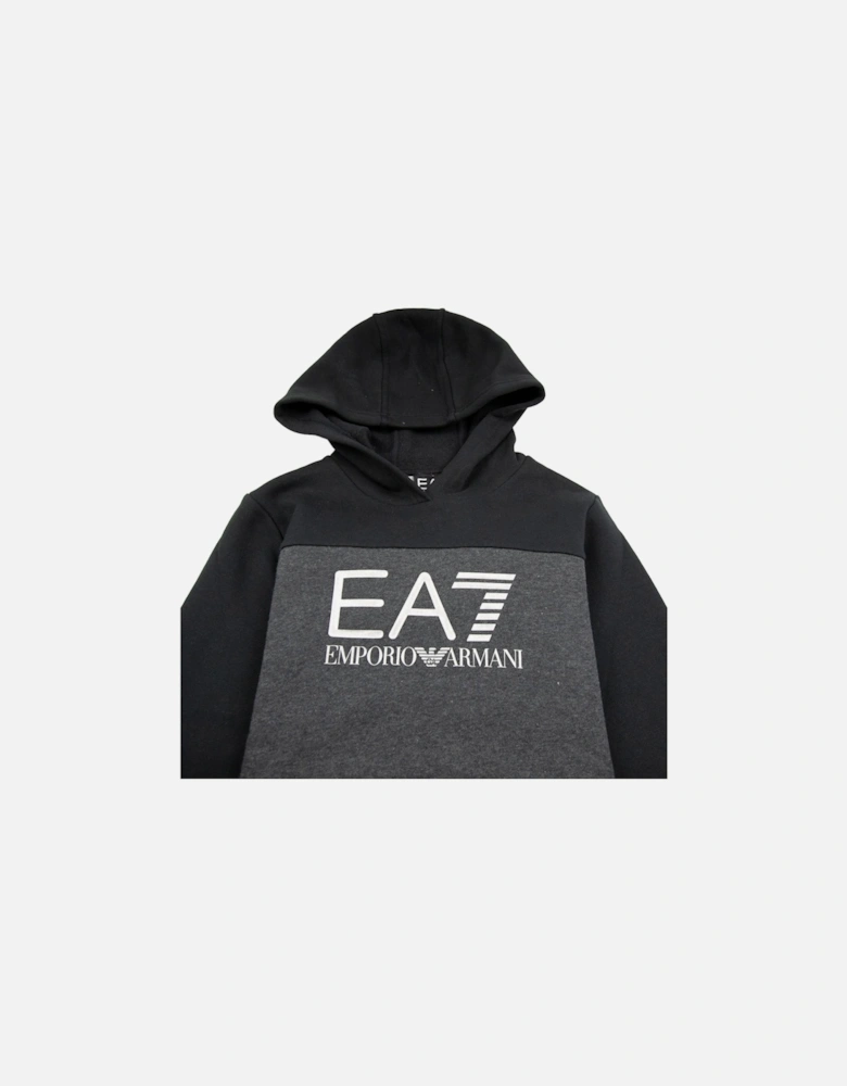 Junior Large Logo Pullover Hoody Black/Grey
