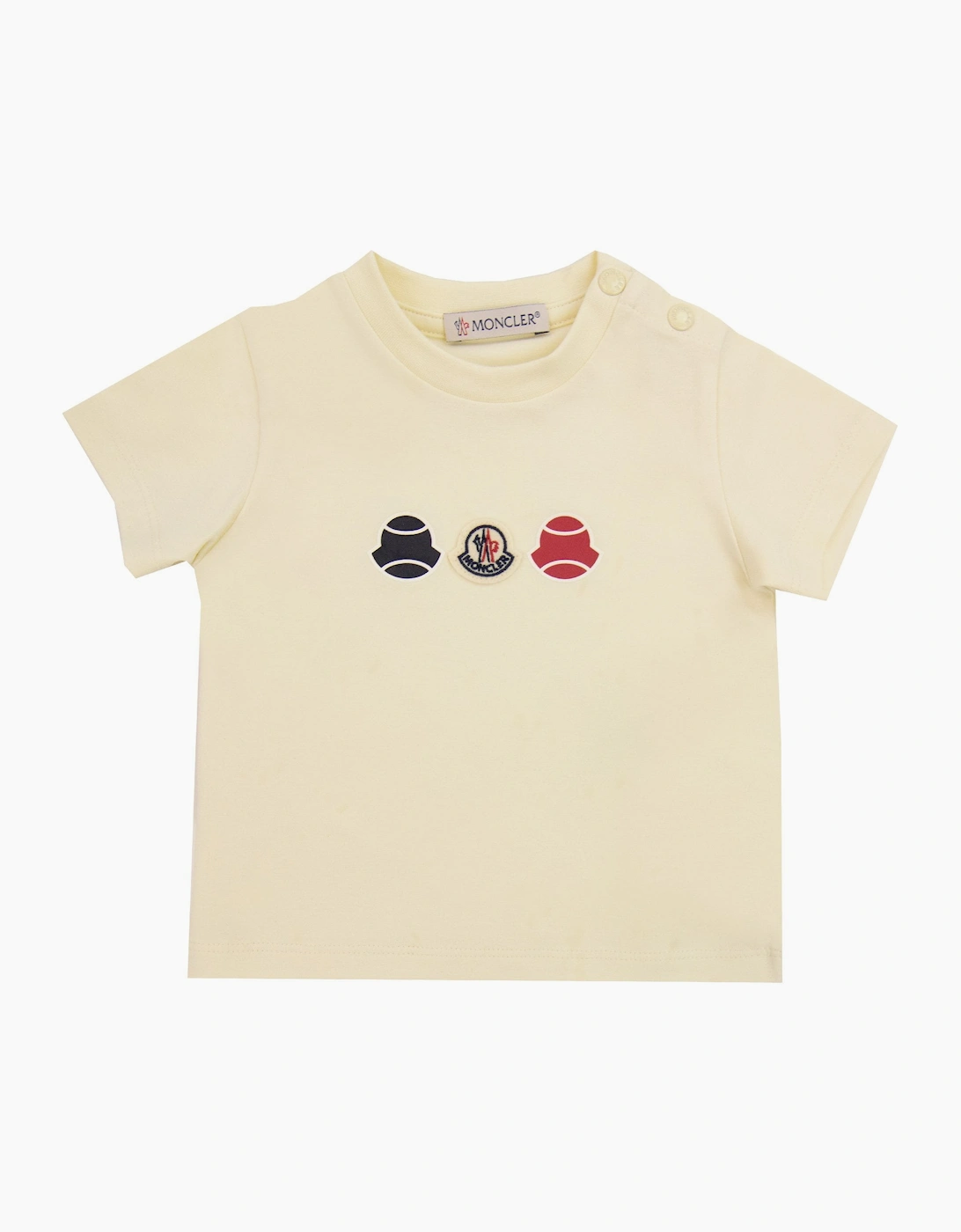 Moncler Junior Tennis Logo T Shirt Off White - Cream - Size: 3/6M