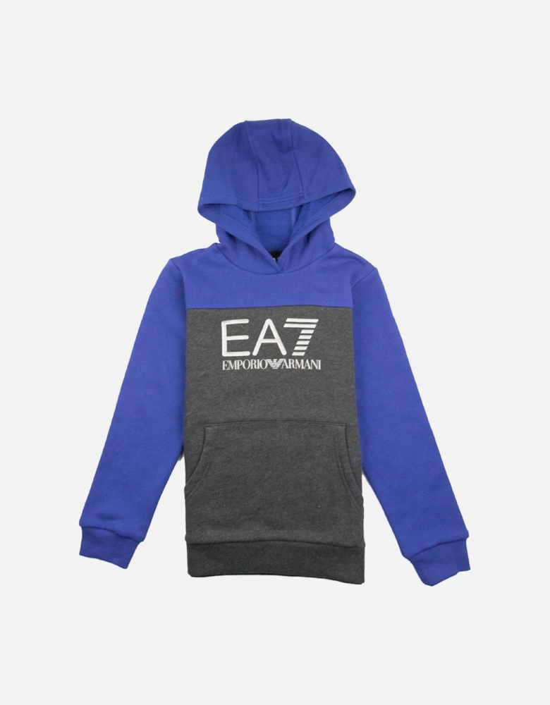 Junior Large Logo Pullover Hoody Blue/Grey