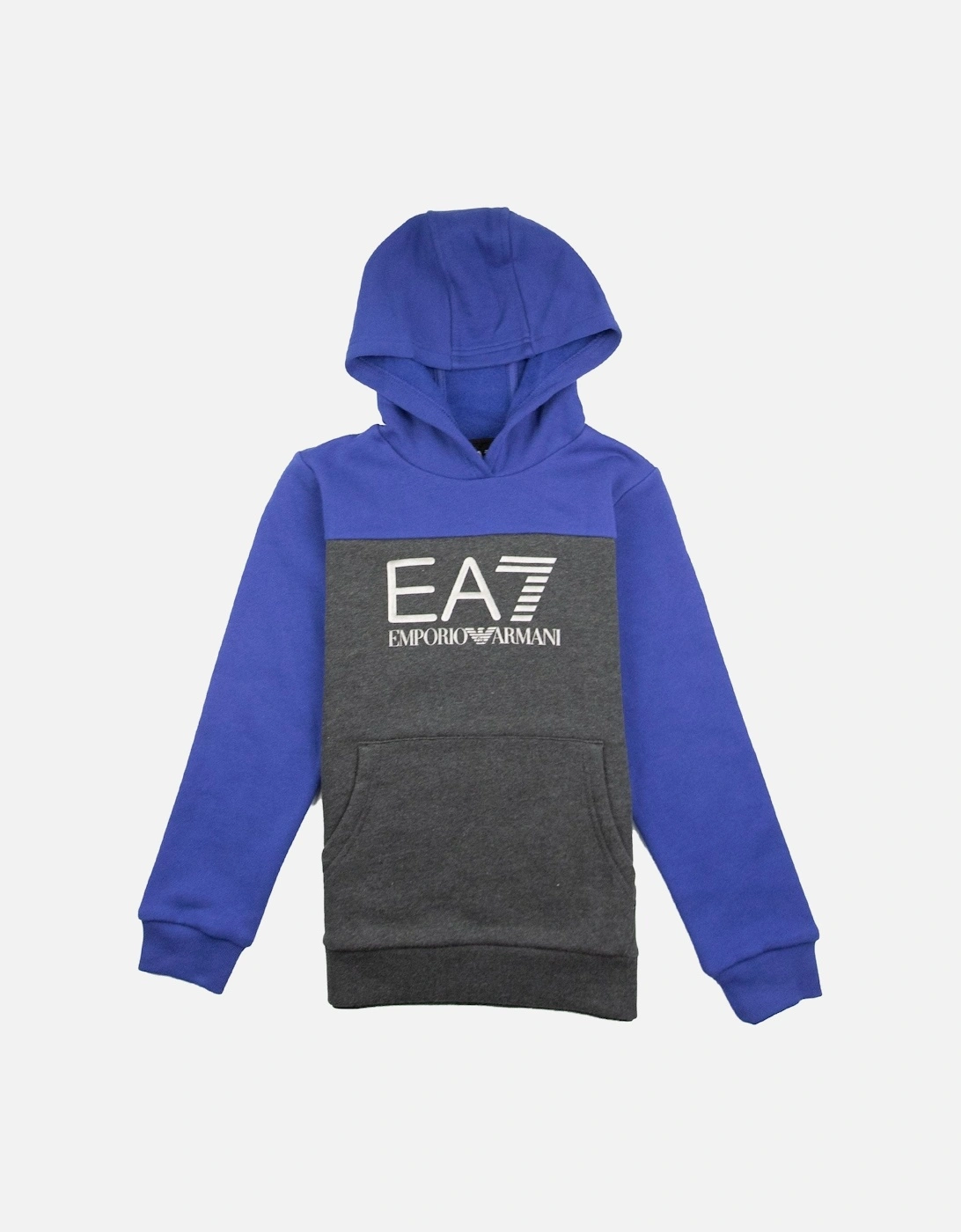 Junior Large Logo Pullover Hoody Blue/Grey, 3 of 2