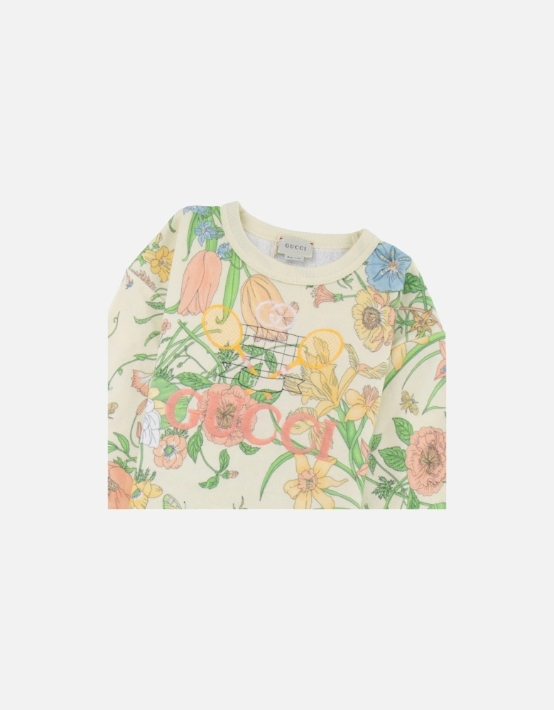 Junior Tennis Flower Sweatshirt Cream