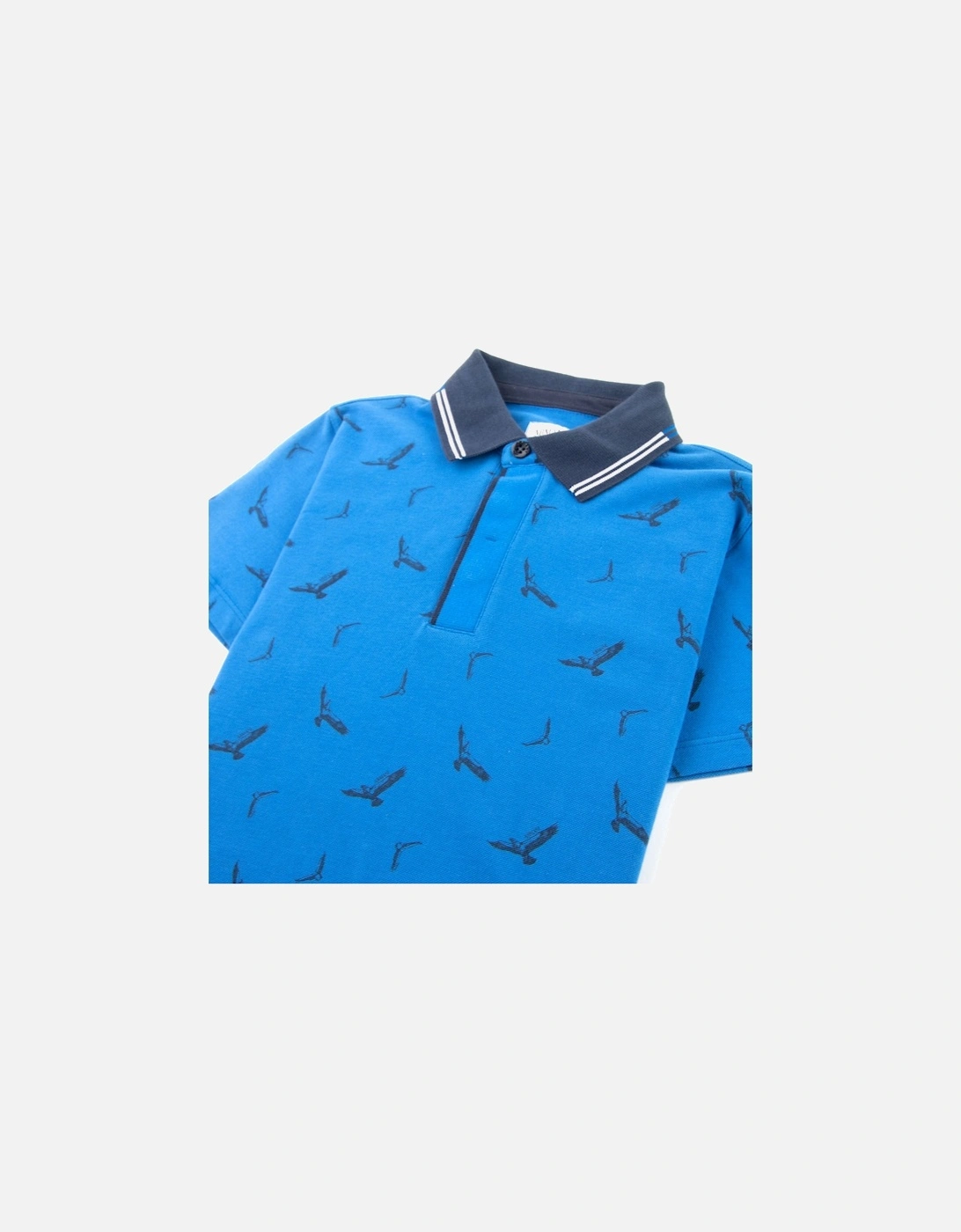 Junior All Over Eagle Print Polo Shirt Blue